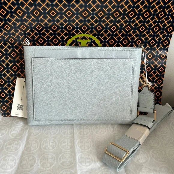 Tory Burch Blake Swingpack Crossbody Bag Seltzer Gold Blue - Picture 9 of 10